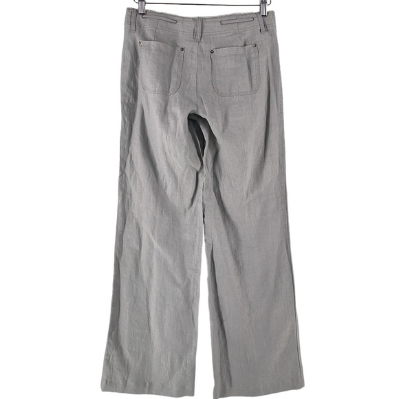 Inc linen wide leg pants frayed waist drawstring gray coastal lagenlook sz 2 - Picture 2 of 8